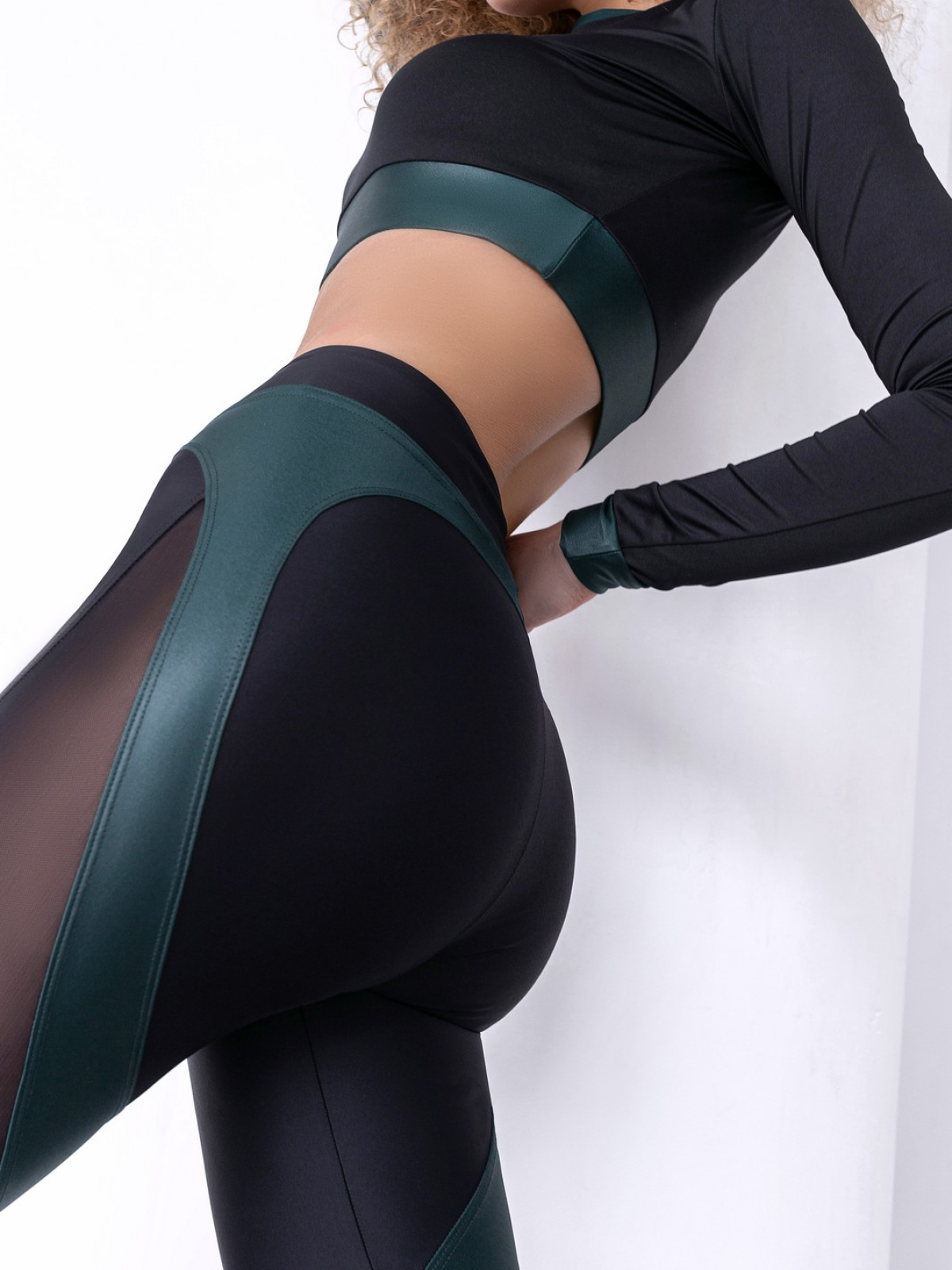 Лосины Leg X-Girl Skin Black & Green для спорта и фитнеса – фото №  8